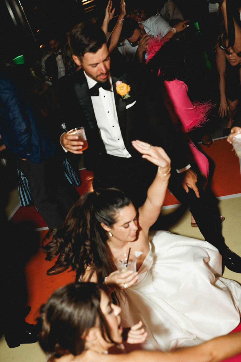 A bride dancing at her wedding reception