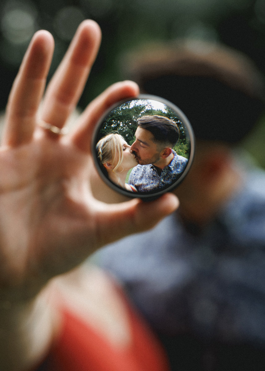 Creative engagement portrait in Memorial Park
