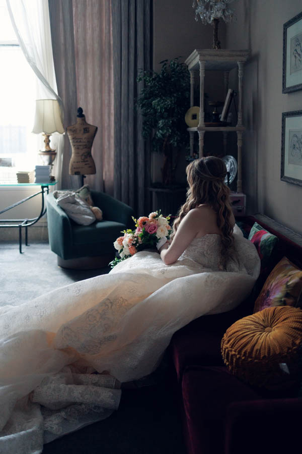 The bride waits in the Corinthian bridal suite