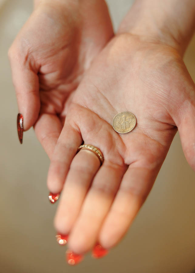 A silver sixpence for the bride