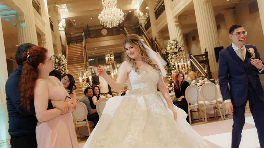 The bride dances at the reception party