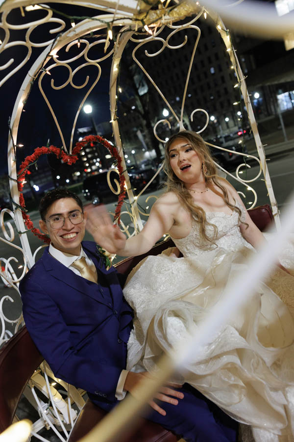 They enter the carriage