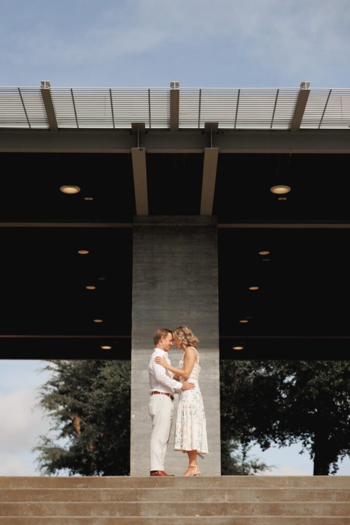Engagement photography at Eleanor Tinsley Park, Houston