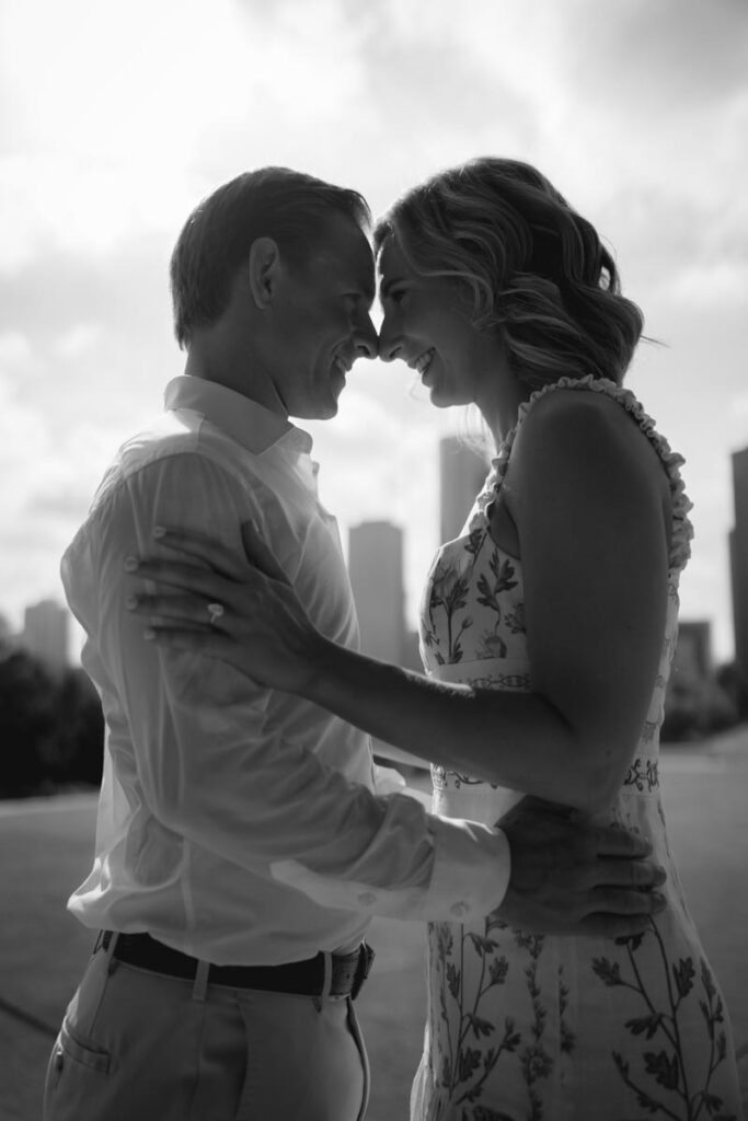 Houston skyline engagement photo