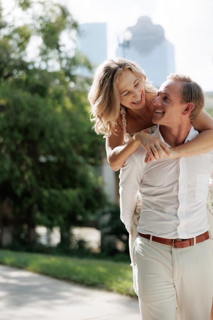 A Houston Buffalo Bayou Park engagement session with direction, movement and life