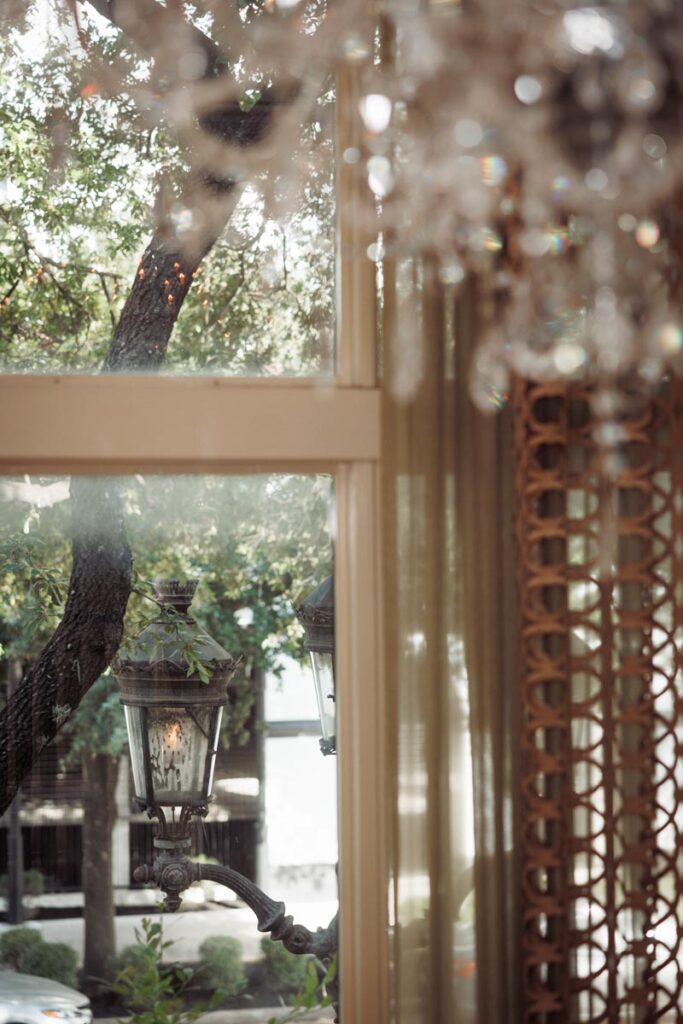 A view from the window at a wedding rehearsal dinner at Brennan's of Houston