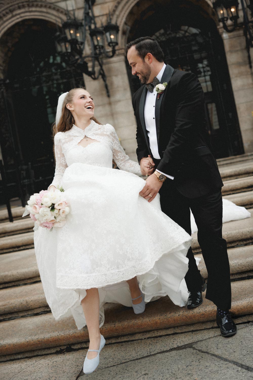 A modern, editorial approach to documenting a wedding portrait, with life, movement and real joy