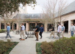 Groomsmen head to the restaurant at ROCC