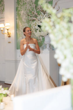 A delighted bride sees the elegantly designed space for the first time