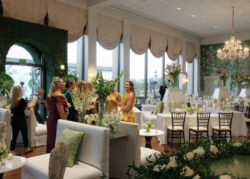 Guests arrive to see the custom furniture and design