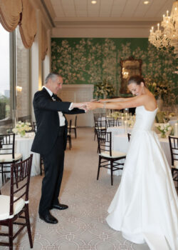 Bride's first look with Dad at a River Oaks Country Club wedding