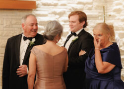 Mother of the groom cries before the wedding