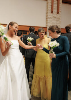 The bride shows off her ring