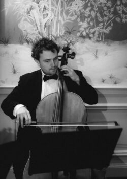 A Divisi Strings cellist at River Oaks Country Club in Houston Texas