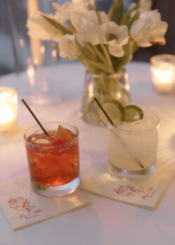 Custom cocktails and custom napkins for this luxury Texas wedding