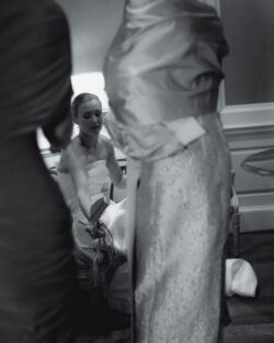 The bride changes shoes