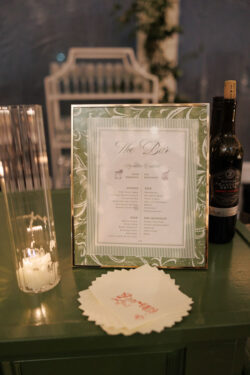Custom bar sign and napkins