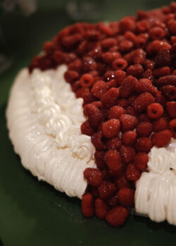 Raspberry wedding cake detail