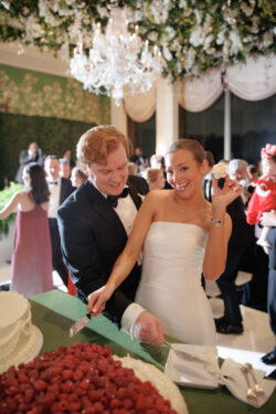 The couple cut the cake