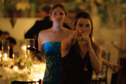 A guests points to the camera at a River Oaks Country Club wedding reception