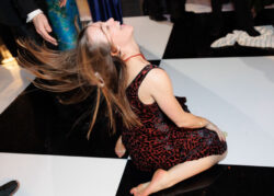 A guest enjoys the custom dancefloor!