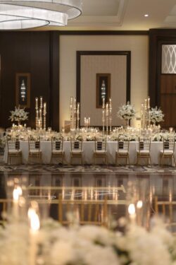 Beautifully designed ballroom dinner and reception space at a Post Oak Hotel at Uptown Houston wedding